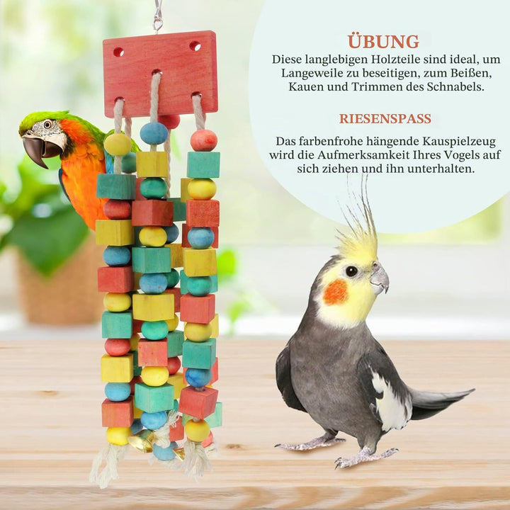 MQUPIN Vogel Papagei Spielzeug Grosse Kauen Natürliche Sittich Papagei Käfig Hängen Kauen Mehrfarbig