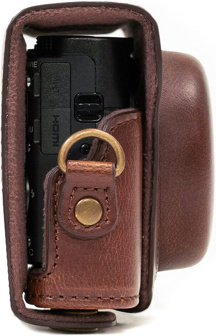 MegaGear Ever Ready Kameratasche aus Leder kompatibel mit Sony Cyber-Shot DSC-RX100 VI, DSC-RX100 V,