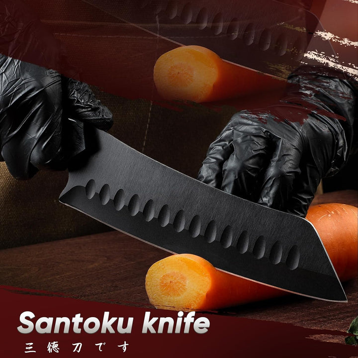 TIVOLI Santokumesser, japanisches Kochmesser, Edelstahl, scharfe Klinge, langlebig, ergonomischer Ho