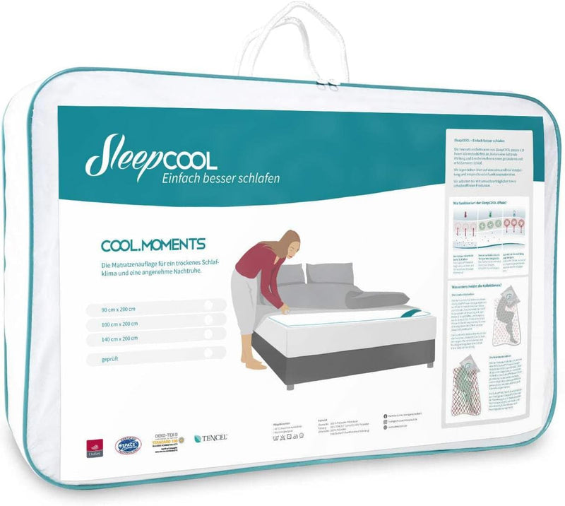 Matratzenauflage 90x200cm für optimale Schlaftemperatur COOL.Moments - Weniger Schwitzen, Weniger Fr