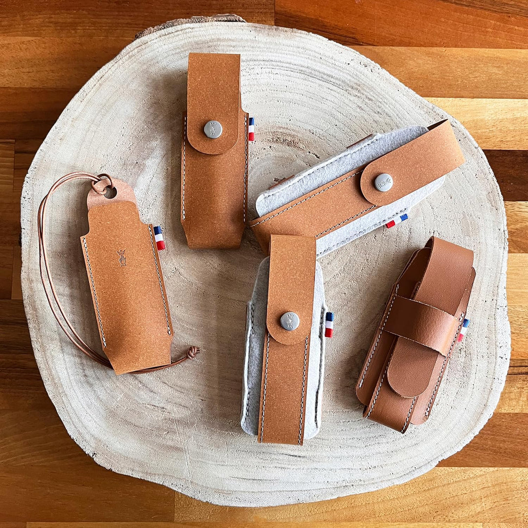 Opinel Outdoor-Etui L aus recyceltem Leder &amp; R-PET-Filz – Braun – Nachhaltige Messertasche für Opine