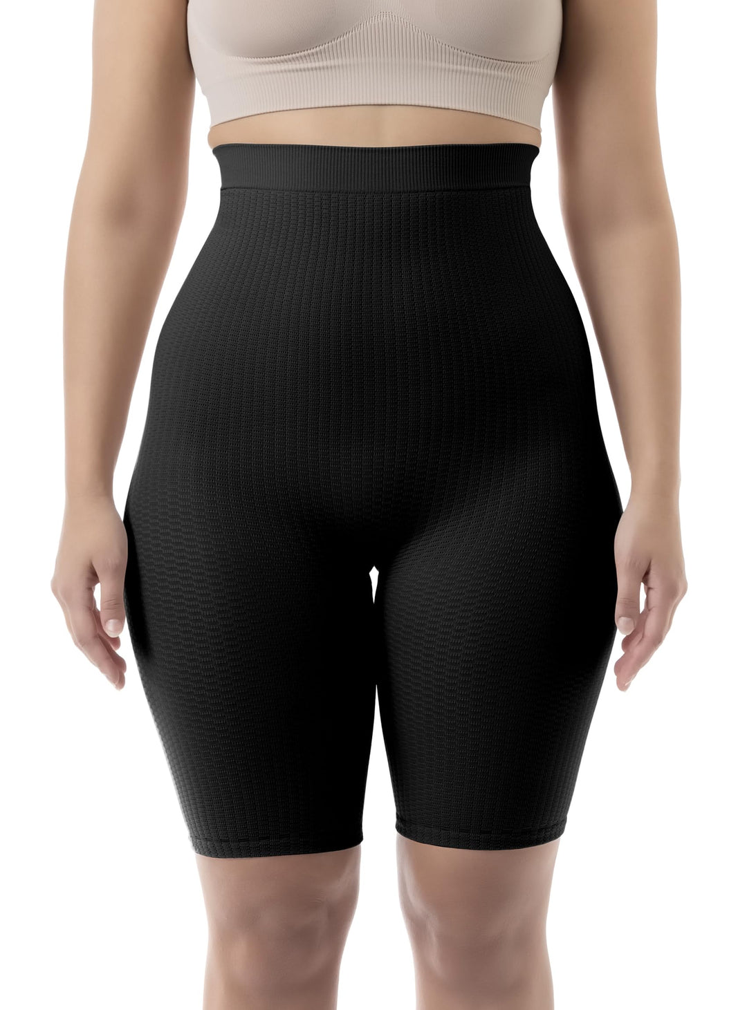 FarmaCell 113 Shorts Hohe Taille, massierende und reduzierende Hose, Anti-Cellulite, S-M Schwarz