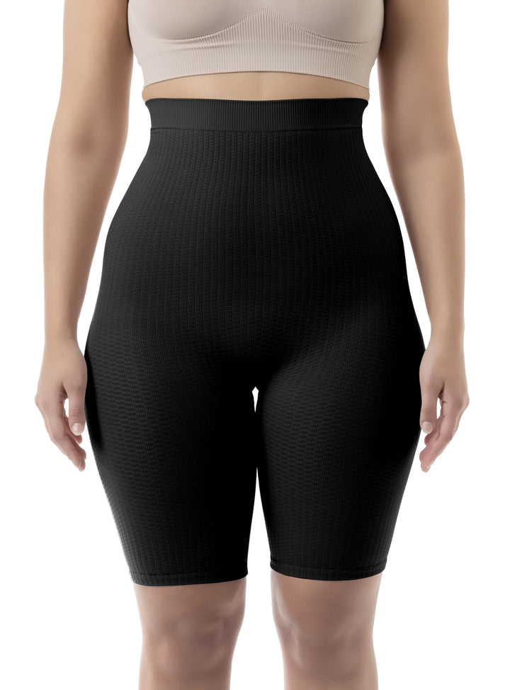 FarmaCell 113 Shorts Hohe Taille, massierende und reduzierende Hose, Anti-Cellulite, S-M Schwarz