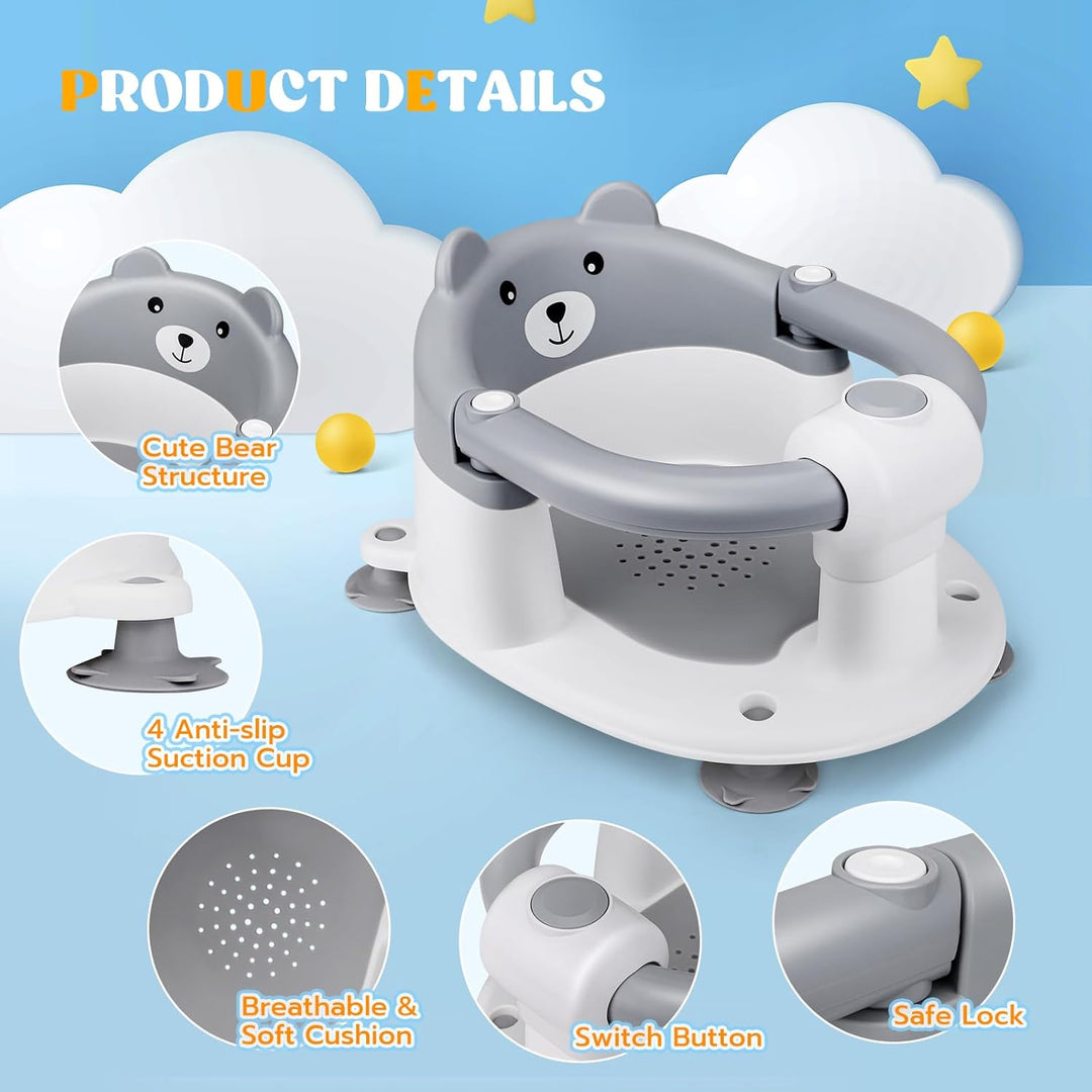 baby-badewannensitz Babybadsitz, stabiler Babybadsitz mit 4 Saugtaschen, tragbarer Badestuhl für Dus