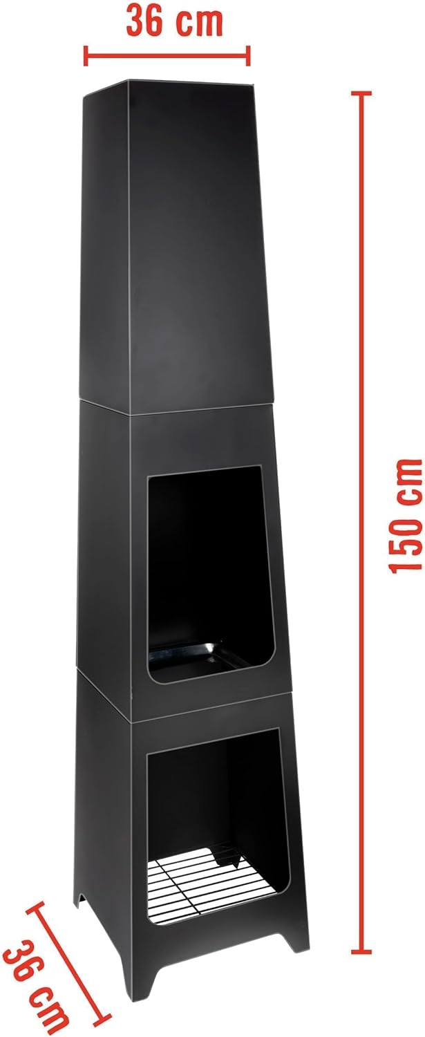 BBQ Collection Terrassenofen - Feuerstelle 36 x 36 x 150 cm - Gartenkamin für Brennholz - Gartenofen