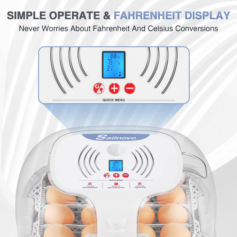 Sailnovo 16 Couveuse Oeuf Automatique, Incubateur Oeuf Automatique, Retournement Automatique des œuf