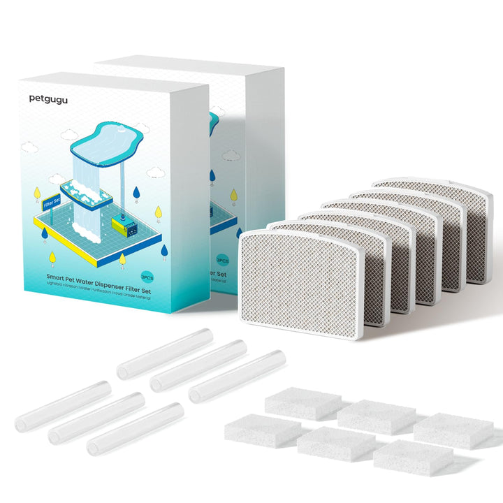 PETGUGU 6PCS Katzenbrunnen Filter, 8-Stufiges Filtersystem, Ersatz-Filter für Katzenbrunnen PF1 und