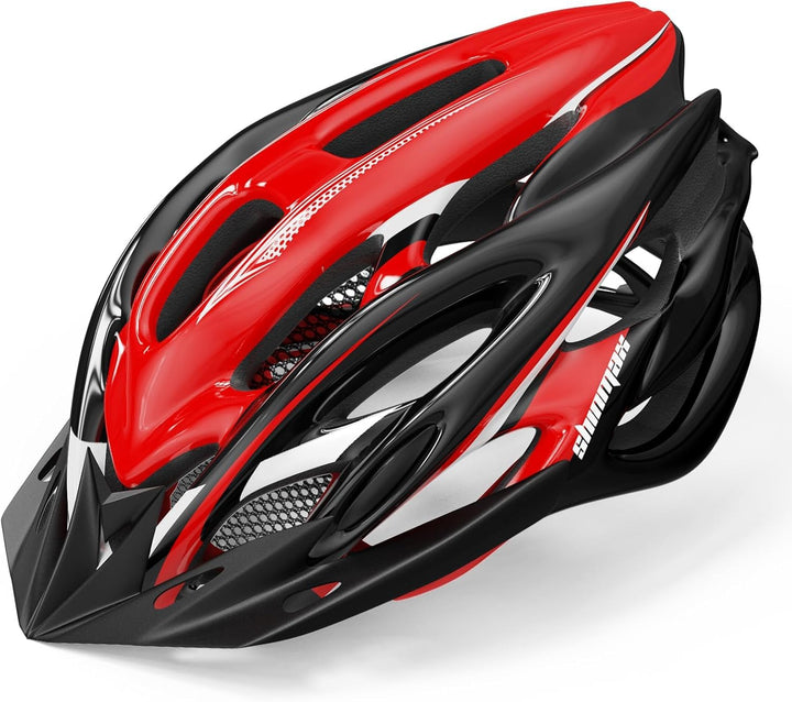 Shinmax Fahrradhelm Herren Damen MTB Helm Visier und Rücklicht mit 21 Belüftungskanäle - Erwachsene