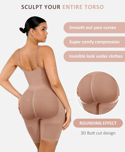 FeelinGirl Shapewear Bodysuit Nahtlos V-Ausschnitt Formende Bodys für Damen Bauchweg Ganzkörper Seam