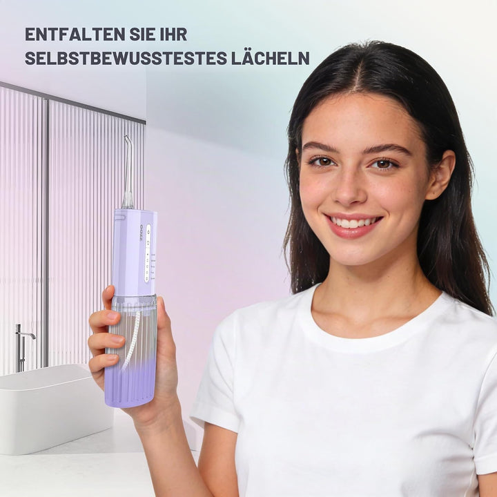 OOZZ Travel Water Flosser, Schnurlose Taschenmunddusche, 5 Druckmodi, 6 Strahlspitzen, USB-wiederauf