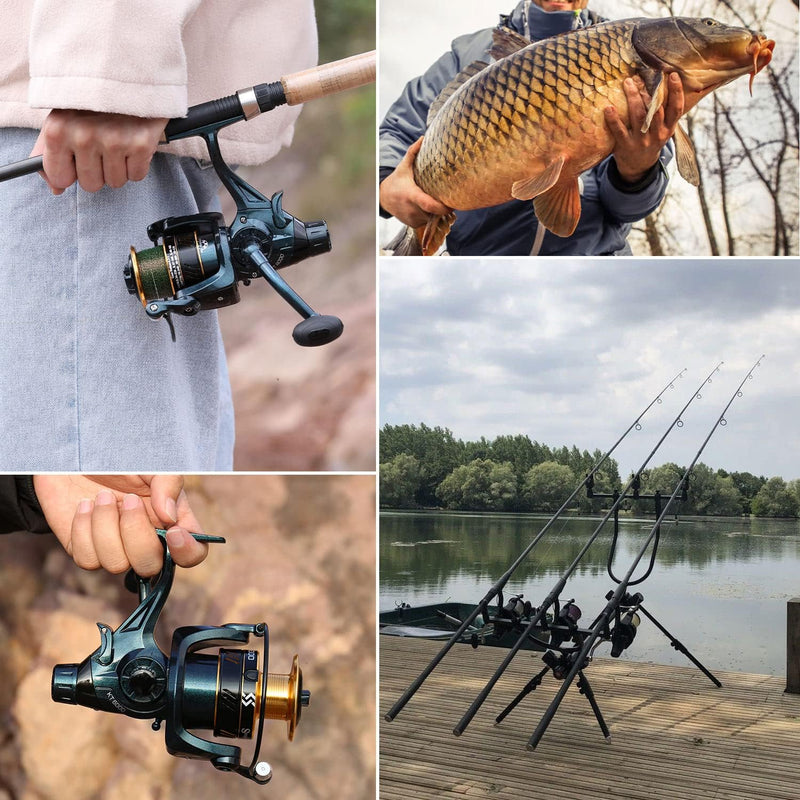 Sougayilang Angelrollen Karpfenangelrolle 13+1BB Kugellager Spinnrollen, Bait Runner Rollen, Glatte,