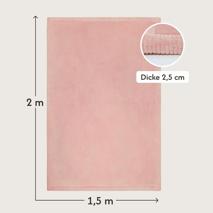 Wolkenweiche Spielmatte Baby 200x150x2,5cm, Rosa – Kinderzimmer Teppich mit hochwertigem Memory-Scha