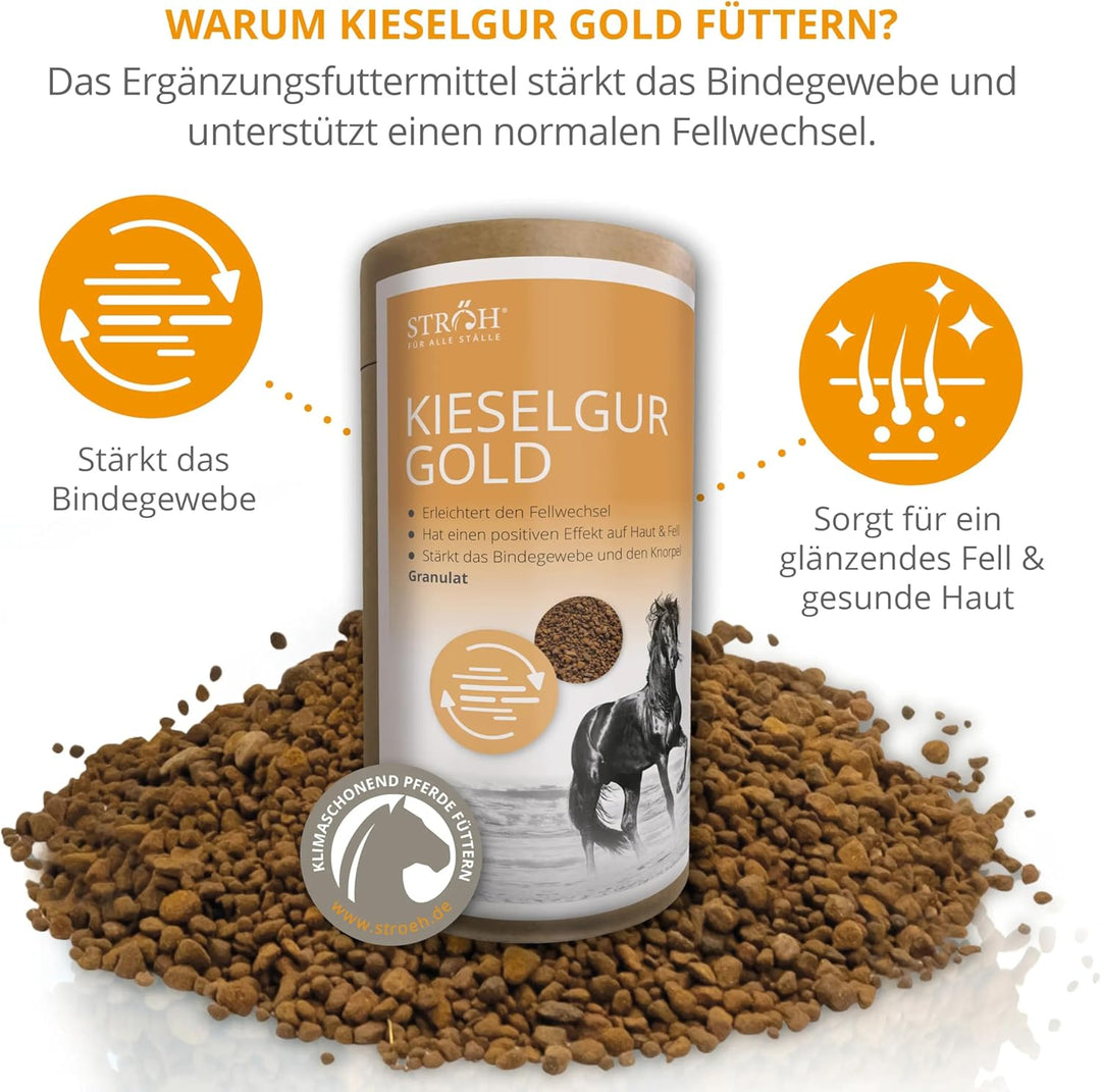 STRÖH Kieselgur Gold & Algen Pferd (1,7kg) • Zur Unterstützung von Stoffwechsel & Fellwachstum • Min