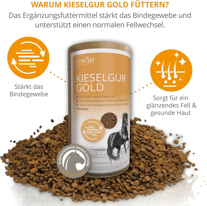 STRÖH Kieselgur Gold & Algen Pferd (1,7kg) • Zur Unterstützung von Stoffwechsel & Fellwachstum • Min