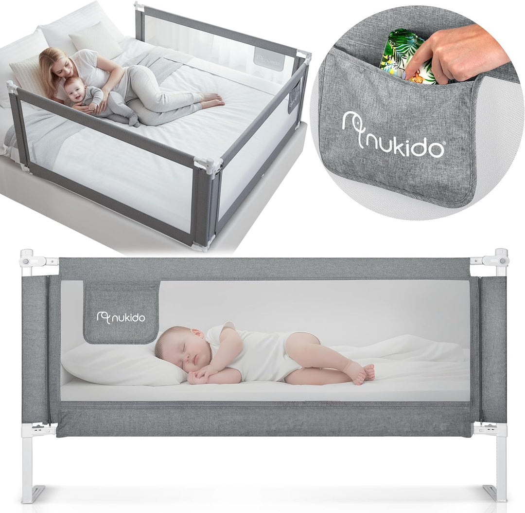 Nukido Rausfallschutz Bett - Bettschutzgitter mit Tasche SafetyBelt - Klappbar Waschbar - 200 cm - G