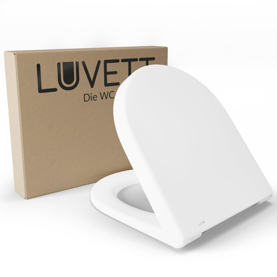 LUVETT® WC-Sitz D230 D-Form Weiss mit Absenkautomatik SoftClose, EasyClean (abnehmbar), Duroplast, e