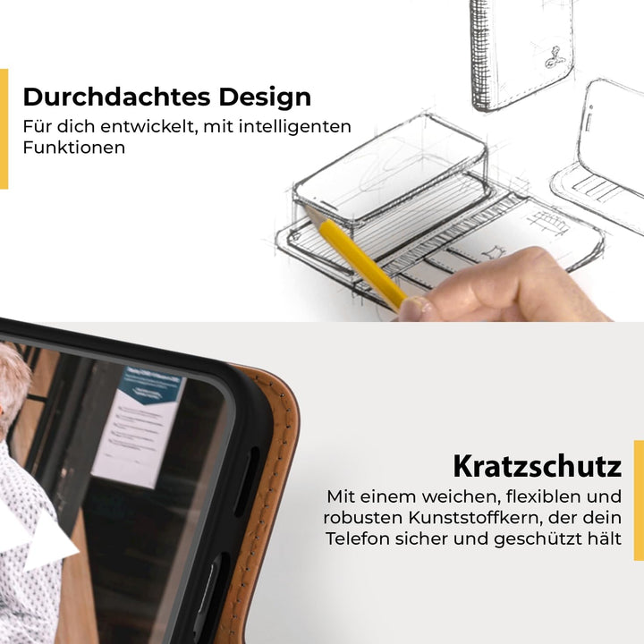 Snakehive Galaxy S22 Plus 5G Hülle Leder | Stylische Handyhülle mit Kartenhalter & Standfuss | Handy