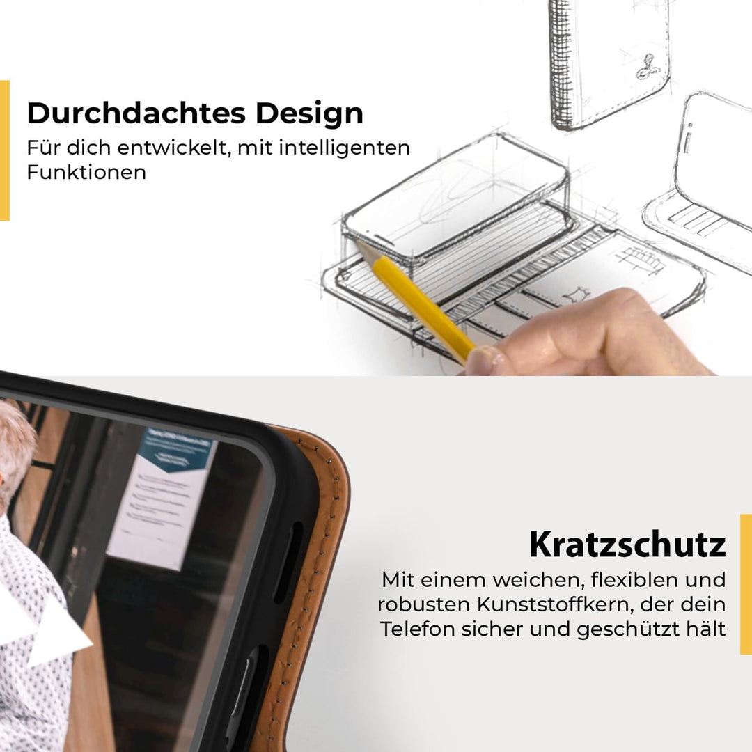 Snakehive Galaxy S22 Plus 5G Hülle Leder | Stylische Handyhülle mit Kartenhalter & Standfuss | Handy