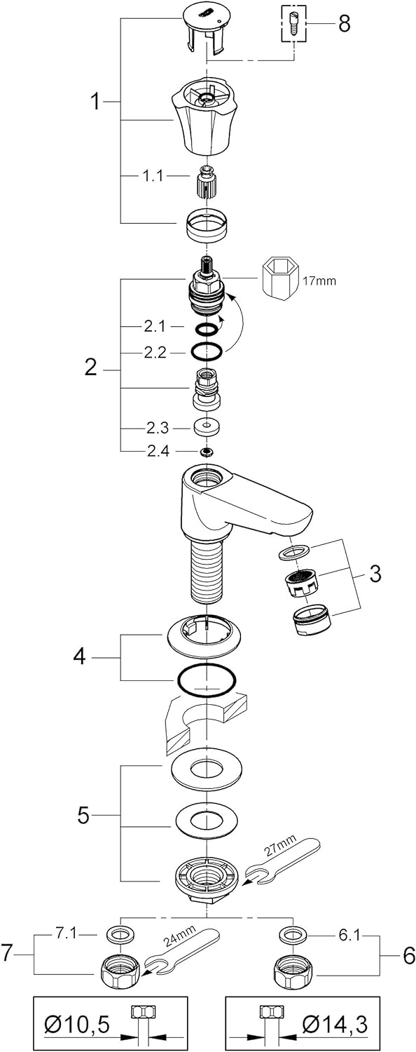 Grohe Costa Badarmaturen - Standventil chrom 20404001, Chrom