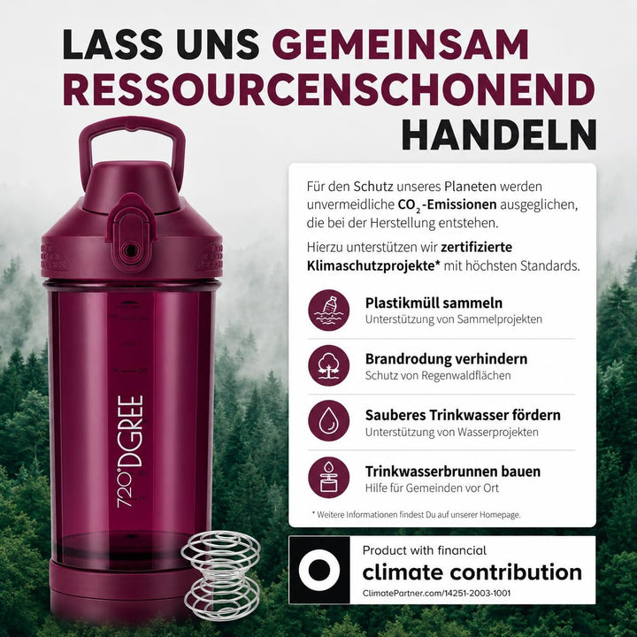 720°DGREE Protein Shaker mit Pulverfach 550ml “uberShaker“ – Auslaufsicher, BPA-Frei, Skala, Spiralm