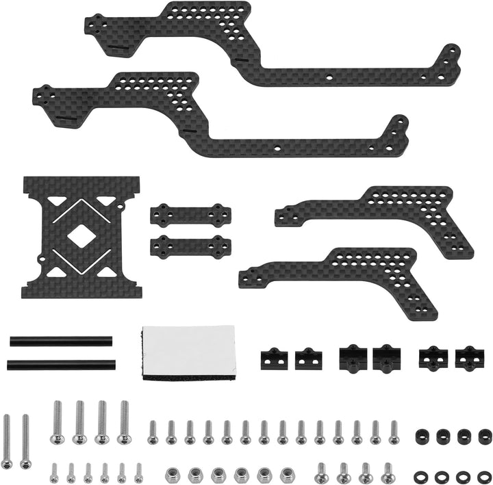 INJORA LCG Carbon Fiber Chassis Frame Kit mit Batterieablage für 1/18 TRX4M Defender Bronco K10 F150