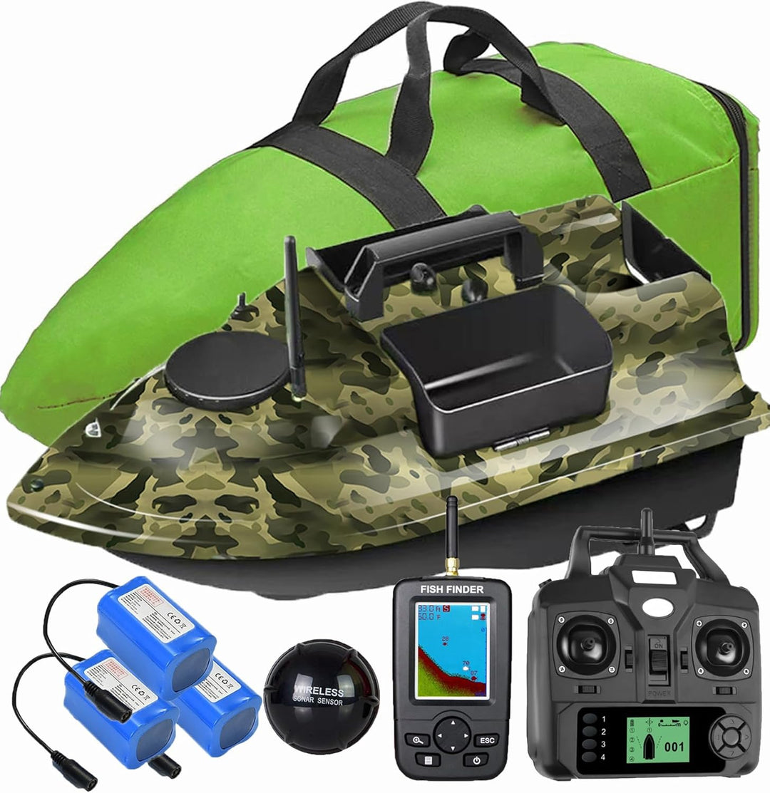 500M 3 Hopper GPS futterboot mit echolot und GPS, LCD Sensor Fischfinder, Mit Handtasche, 12000mAh B
