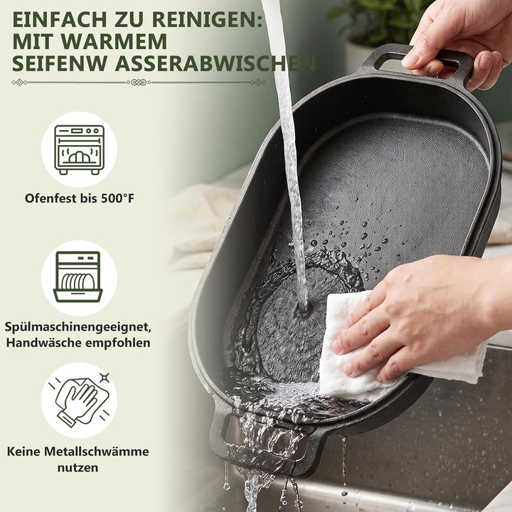 Gusseisen Topf Brot Backen 40cm, Robuste Brotbackform mit Deckel, Gusseisentopf Brotform, Idealer Br