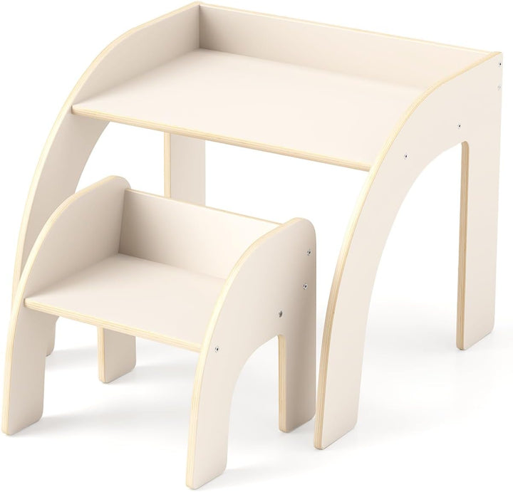 LIFEZEAL Kindertisch Set Holz, Kleiner Schreibtisch mit Stuhl für Kinder, Multifunktionaler Kinderle