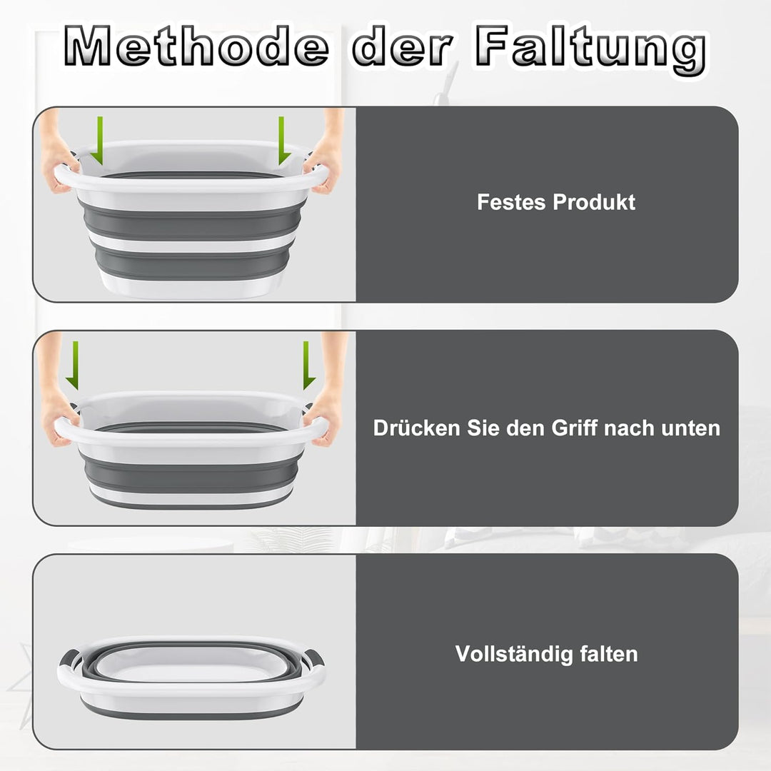 UISEBRT 26L Faltbarer Wäschekorb aus PP+TPE, Platzsparender Laundry Basket mit Griffen, Portable Was
