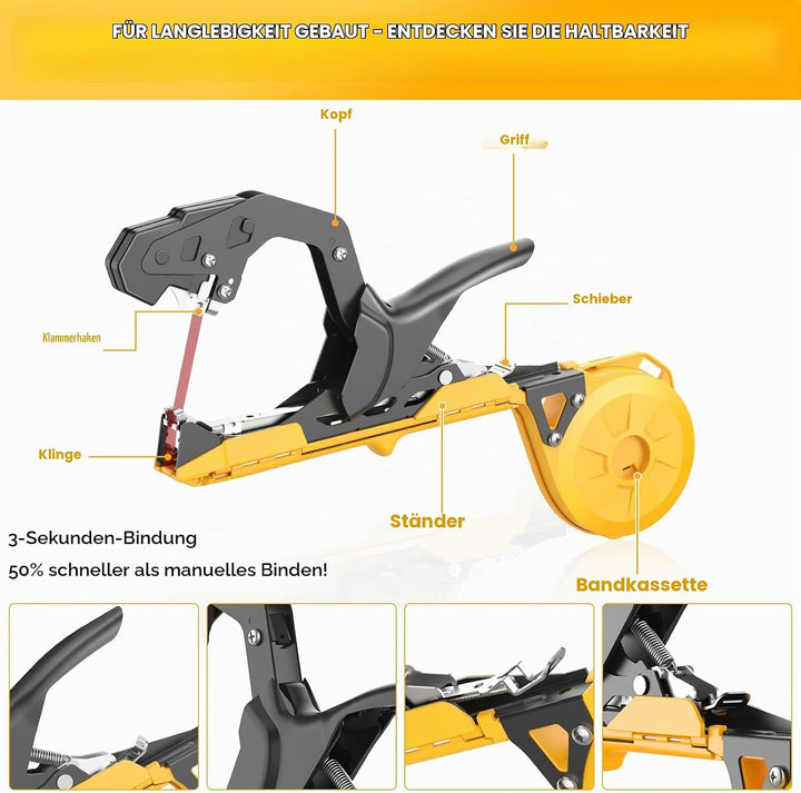 SWANSOFT B13 Pflanzenbindemaschine, 50mm Bindezange für Pflanzen Profi, Bindemaschine Pflanzen für T