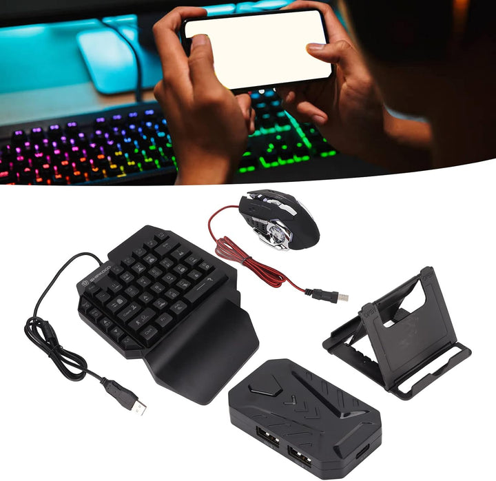 Dpofirs Einhand Gaming Tastatur und Maus Kombination, Tastatur und Mauskonverter Handy Tastatur Maus