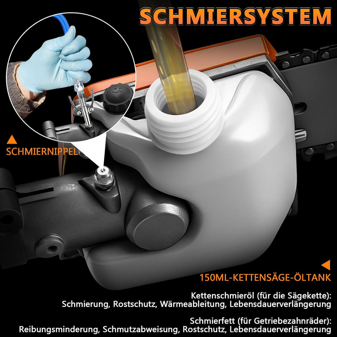 2-In-1 Akku Rasentrimmer und Hochentaster mit 2 x Akkus und Ladegerät| 1380W Akku Freischneider mit