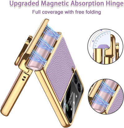 NINKI Magnetisch Klapphülle Kompatibel für Samsung Galaxy Z Flip 3 Hülle mit Ring, 360° All Inclusiv