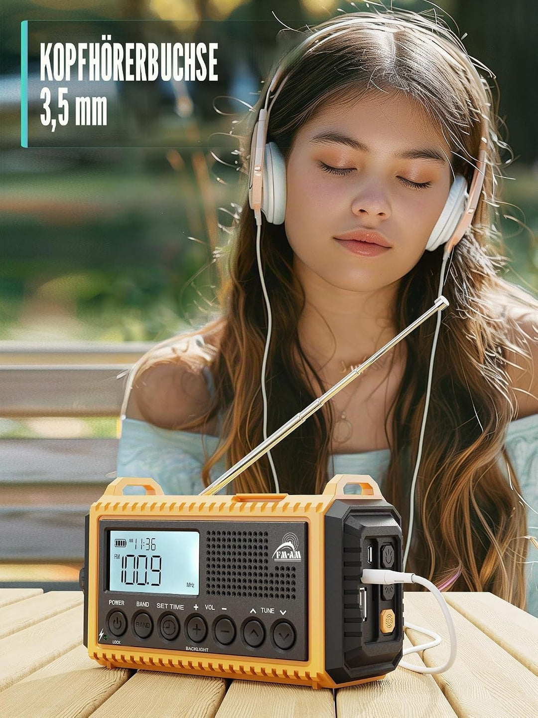 Notfallradio | 12000mAh Powerbank | Kurbelradio |Solar Radio mit Weltempfänger | AM/FM/SW, SOS, USB-