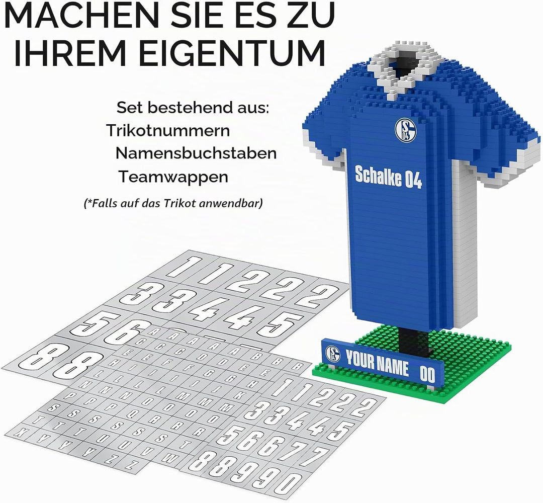FOCO Offizielles Lizenzprodukt FC Schalke 04 Personalisiert BRXLZ Schreibtisch Hemd 3D Bricks Buildi