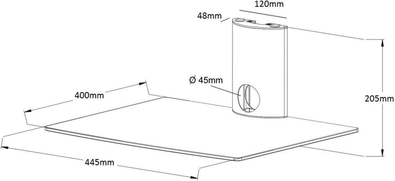 NEG Multimedia TV-Rack Suspender 501B (schwarz) mit Glas-Ablage und Kabelmanagement-System 1 Regal S