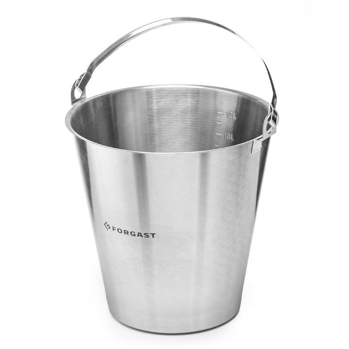 Forgast Eimer aus Edelstahl | 12L Liter | Kücheneimer | Milcheimer | Edelstahleimer | Futtereimer |