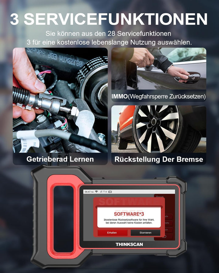 thinkcar OBD2 Diagnosegerät, ThinkScan Plus S4 Diagnosegerät Auto Mit 5 Systemdiagnosen(ECM+ABS+SRS+