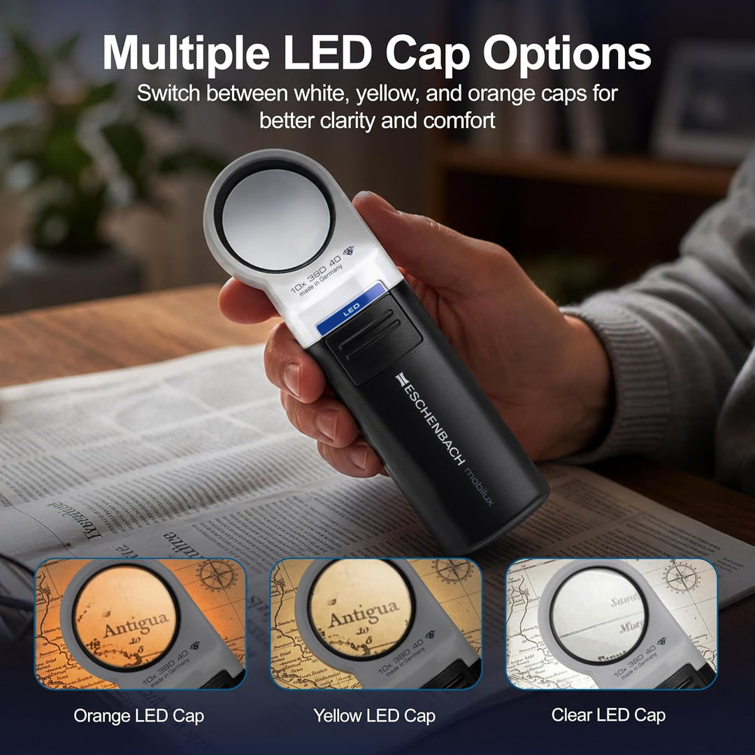 Eschenbach Optik Lupe Handlupe mit LED-Beleuchtung mobiluxLED Vergrösserung: 10x Linsengrösse: (Ø) 3