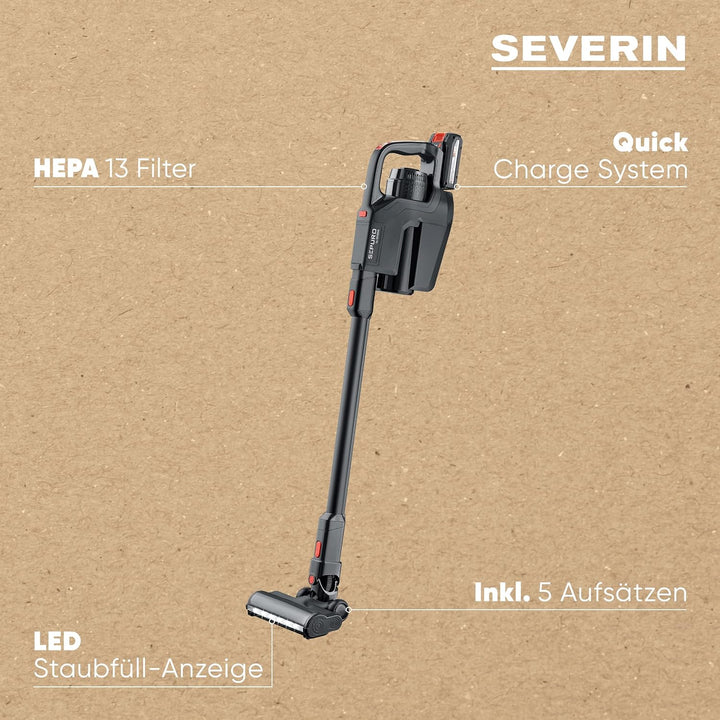 SEVERIN SEPURO Pro Akku Stiel- und Handstaubsauger mit innovativer Staubbeutel-Technologie und Einhe