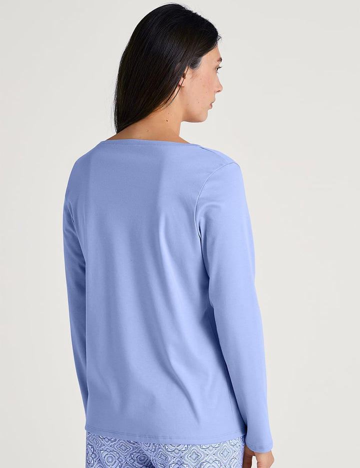 CALIDA Favourites Langarmshirt Damen, aus 100% Baumwolle, Dicker, wärmender Stoff 44-46 Hydrangea Bl