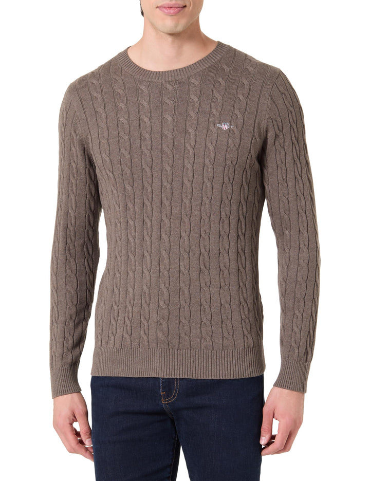 GANT Herren Cotton Cable C-Neck Pullover S Seawood Melange, S Seawood Melange