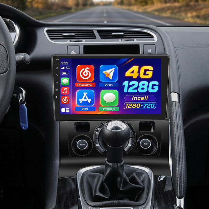 Hikity 4+128G Android 15 Autoradio für Peugeot 3008 5008 2009-2015, 9" Bildschirmradio mit Wireless