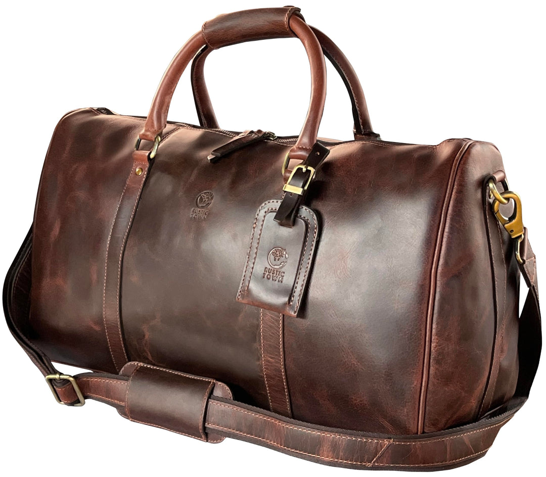 Rustic Town gross Leder Reisetasche - Carry On Vintage Umhängetasche Duffel Bag Weekender Tasche für