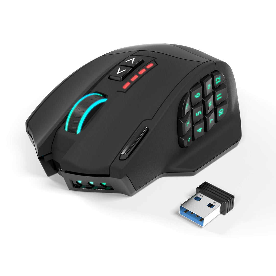 Rytaki Gamspeed V8 Pro Wireless MMO Gaming Maus 16000 DPI USB Laser MMO Maus mit RGB Beleuchtung/16