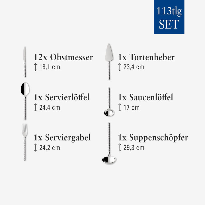 Villeroy und Boch - Montauk Tafelbesteck, 113 tlg., für bis zu 12 Personen, Edelstahl, spülmaschinen