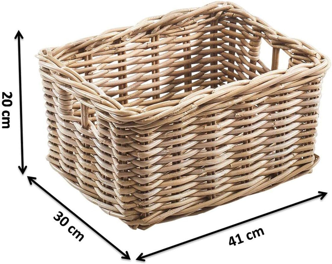 Kobolo Rattankorb Regalkorb eckig Rattan Kubu grau klein
