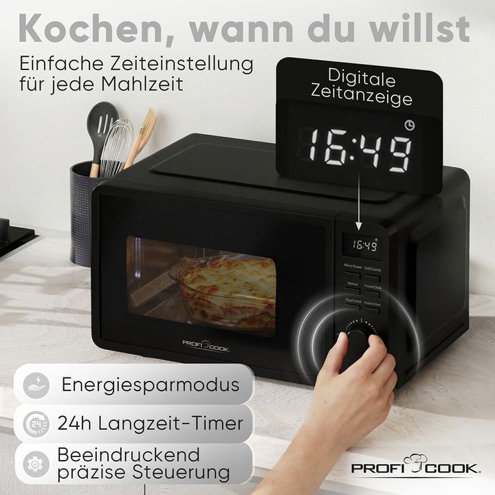 ProfiCook® Mikrowelle mit Grill | 800 Watt Grill | 20L | 8 Automatikprogramme | Timer | inkl. Drehte