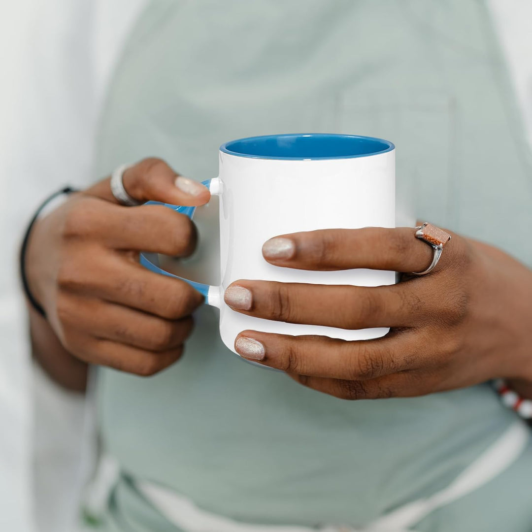 MR.R Sublimationsbecher aus Keramik, leer, für Spülmaschine, klassischer Becher mit blauem Innenbech