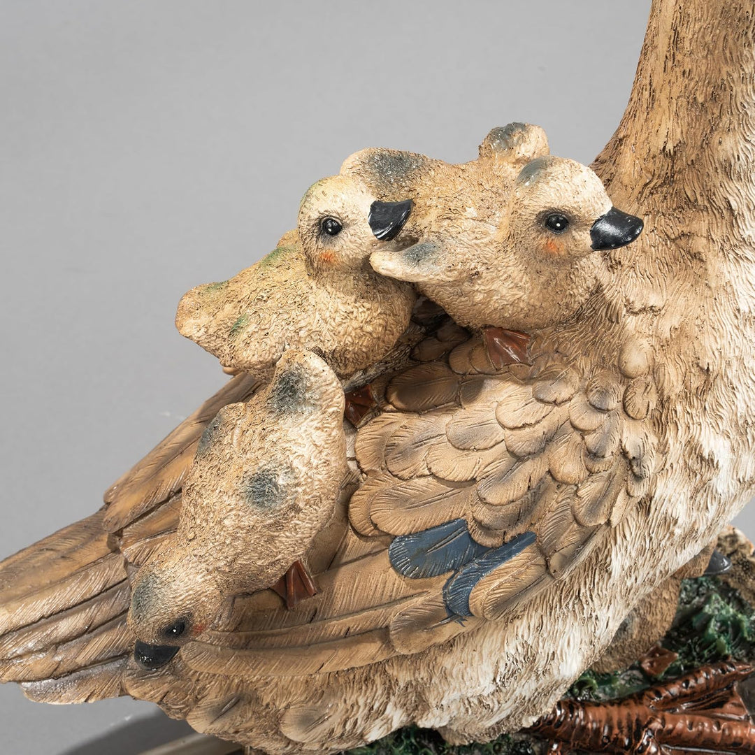 Esotec Wasserspeier Gans mit Küken, Brunnenfigur für Teich &amp; Garten aus Polyresin, Gartenfigur mit 1